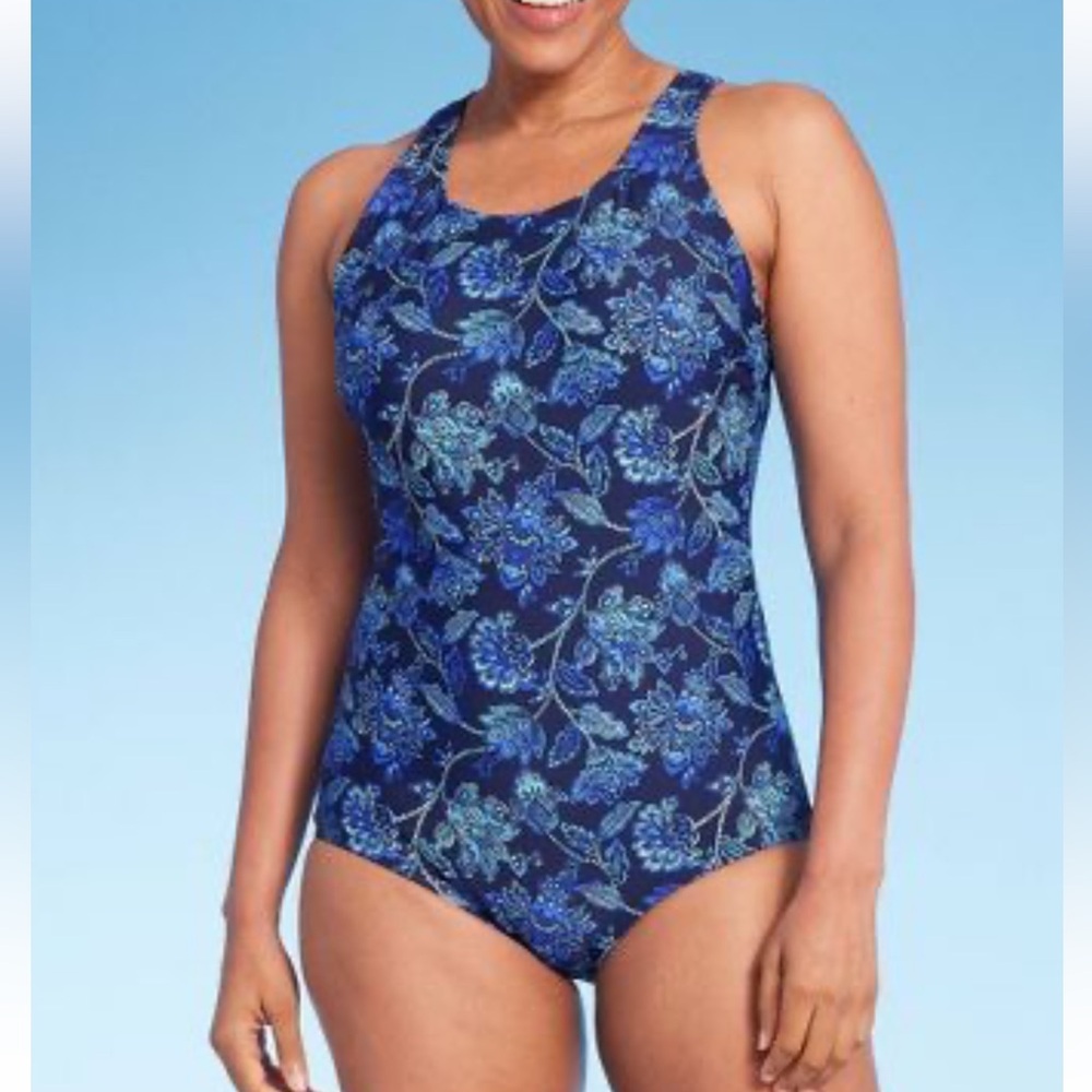 52) Lands' End Women's UPF 50  High Neck Tugless One Piece Swimsuit NWT sz XS